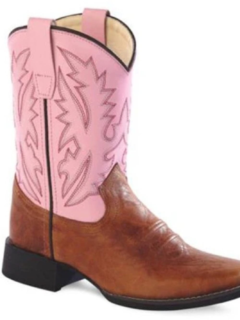 Old West Pink and Brown Kids Cowgirl Boots